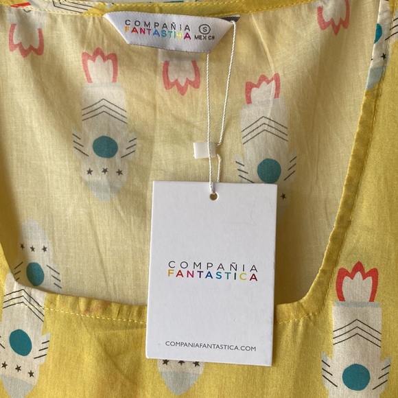 Compañía Fantástica Yellow Rocket Print Dress Cover Up - Picture 4 of 6